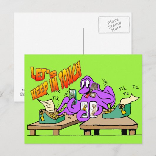Octopus "houd contact" Briefkaart  (Voorkant / Achterkant)