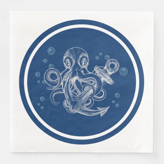 Octopus houdt anker vast servet (Voorkant)