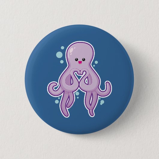 Octopus houdt van je ronde button 5,7 cm (Voorkant)