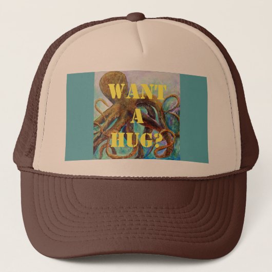 Octopus Hug Trucker Hat Trucker Pet (Voorkant)