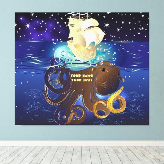 Octopus Huge en Caravella Canvas Afdruk (Insitu (Houten vloer))
