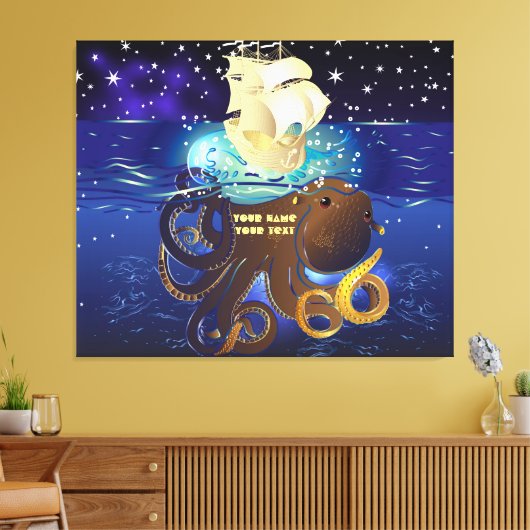 Octopus Huge en Caravella Canvas Afdruk (Insitu (Woonkamer))