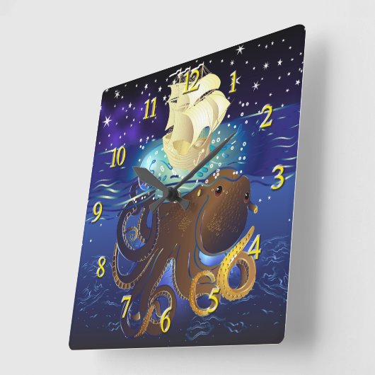 Octopus Huge en Caravella Vierkante Klok (Hoek)