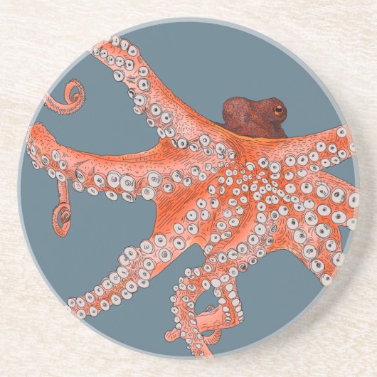 Octopus Hugs Zandsteen Onderzetter (Voorkant)