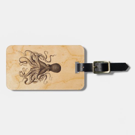  Octopus Illustratie in Browns Bagagelabel (Voorkant horizontaal)