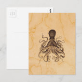Octopus Illustratie in Browns Briefkaart (Voorkant / Achterkant)