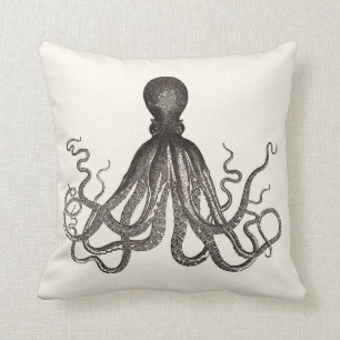  Octopus Illustratie in Sepia Kussen