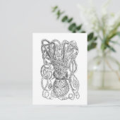  Octopus Illustratie in zwart-wit Briefkaart (Staand voorkant)