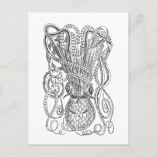  Octopus Illustratie in zwart-wit Briefkaart (Voorkant)