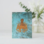  Octopus Illustratie op Turquoise Briefkaart (Staand voorkant)