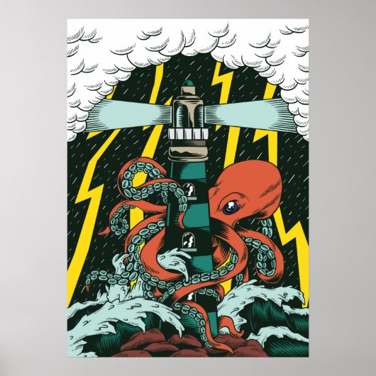 Octopus Illustratie Poster (Voorkant)