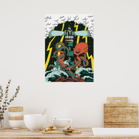 Octopus Illustratie Poster (Keuken)