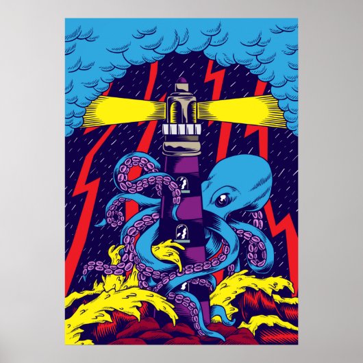 Octopus Illustratie Poster (Voorkant)