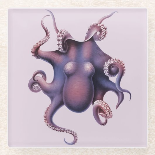 Octopus Illustration Poster Glazen Onderzetter (Voorkant)