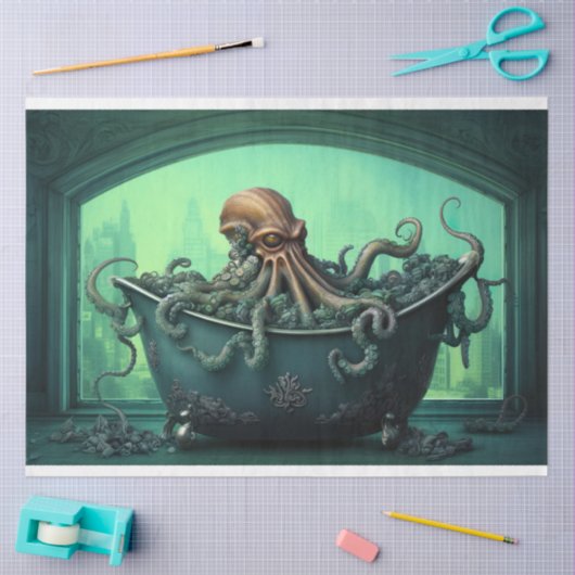 Octopus in badkuip 2 Decoupage papier (Craft)