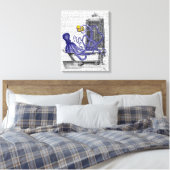 Octopus in Bath Canvas Afdruk (Insitu (Slaapkamer))