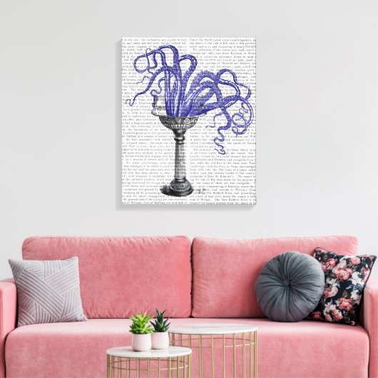 Octopus in de gootsteen canvas afdruk (Insitu (Woonkamer))