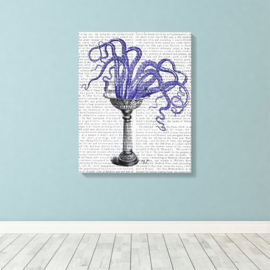 Octopus in de gootsteen canvas afdruk (Insitu (Houten vloer))