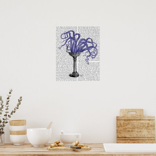 Octopus in de gootsteen poster (Keuken)