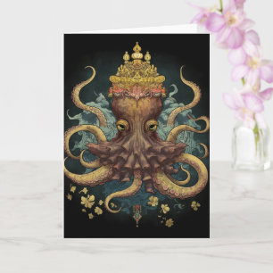 Octopus in een kroon alle gelegenheden kaart