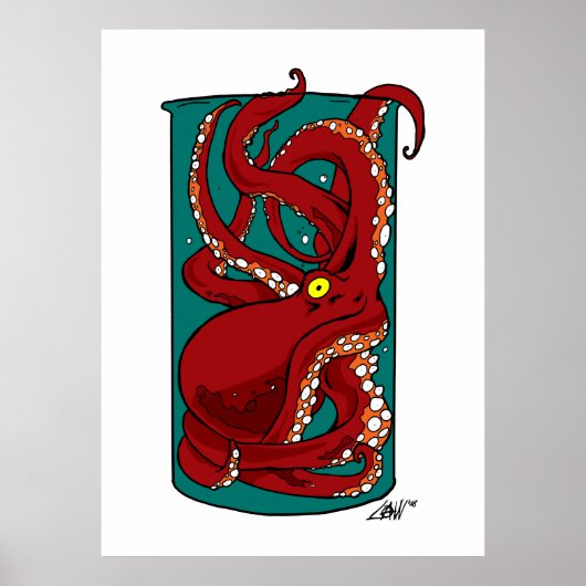 octopus in een pot poster (Voorkant)