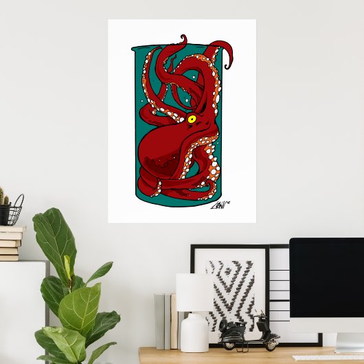 octopus in een pot poster (Thuiskantoor)