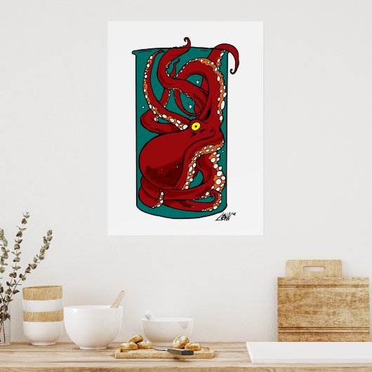 octopus in een pot poster (Keuken)