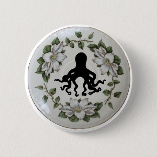Octopus in een Teacup Pin Badge Button (Voorkant)