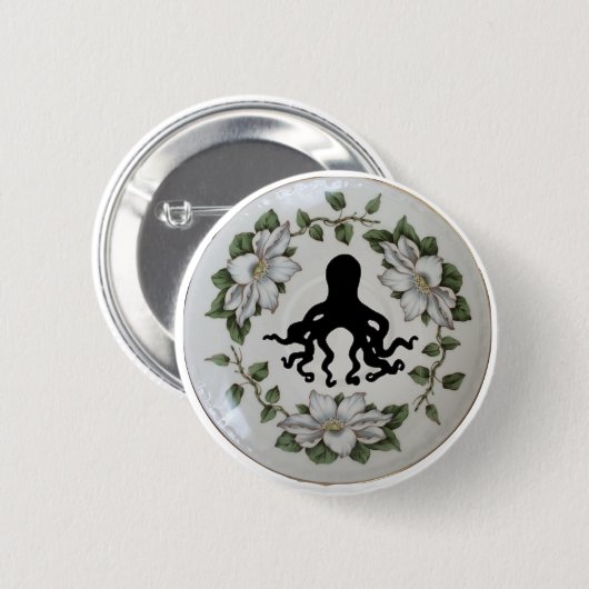 Octopus in een Teacup Pin Badge Button (Voorkant /achterkant)