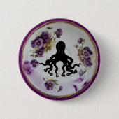 Octopus in een Teacup Saucer ~ Pin Badge Button (Voorkant)