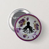 Octopus in een Teacup Saucer ~ Pin Badge Button (Voorkant /achterkant)