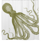  octopus in Groen V2 Douchegordijn (Voorkant)