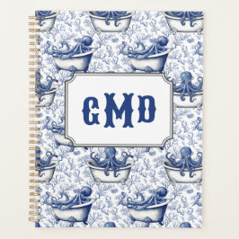 Octopus in het bad | marineblauw monogram planner