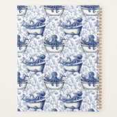 Octopus in het bad | marineblauw monogram planner (Achterkant)