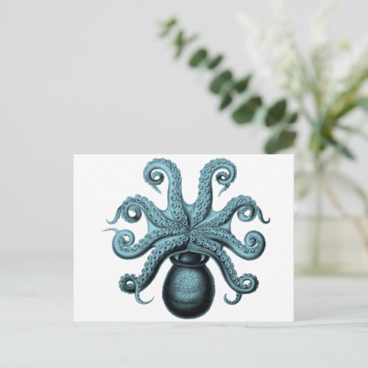 Octopus in het Blauwgroen Briefkaart (Staand voorkant)