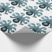 Octopus in het Blauwgroen Cadeaupapier (Hoek)