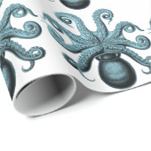 Octopus in het Blauwgroen Cadeaupapier (Rol Hoek)