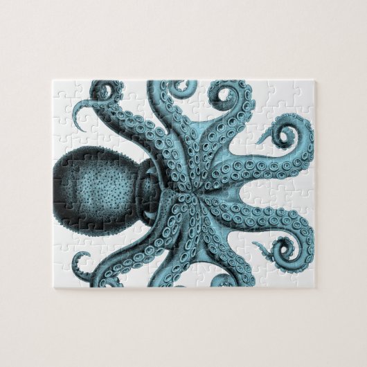 Octopus in het Blauwgroen Legpuzzel (Horizontaal)