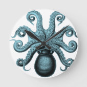 Octopus in het Blauwgroen Ronde Klok (Voorkant)