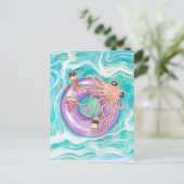 Octopus in het Briefkaart van de poolvloer (Staand voorkant)