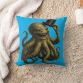 Octopus in hoge hoed, speelse nautische kunst kussen (Deken)