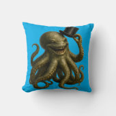 Octopus in hoge hoed, speelse nautische kunst kussen (Voorkant)