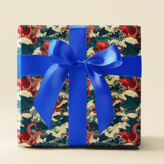 Octopus in oceaangolven cadeaupapier