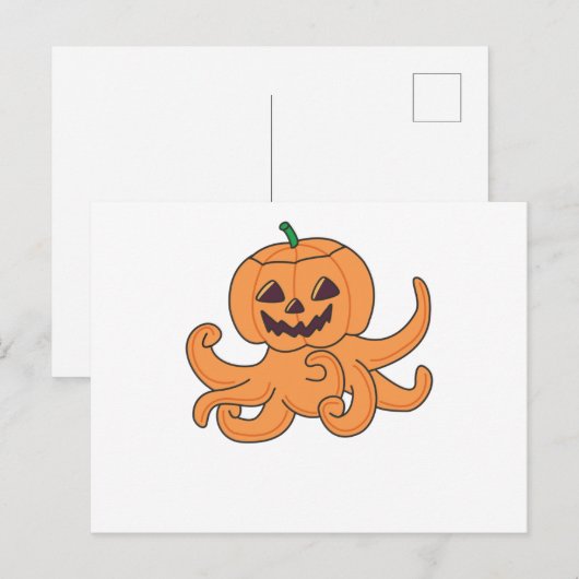 Octopus in pomkin Oranje Krak Halloween Octopus Briefkaart (Voorkant / Achterkant)