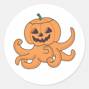 Octopus in pomkin Oranje Krak Halloween Octopus Ronde Sticker