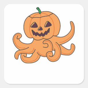 Octopus in pomkin Oranje Krak Halloween Octopus Vierkante Sticker