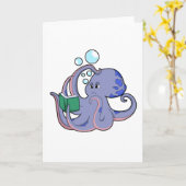 Octopus in Reading met boek Kaart (Gele Bloem)