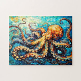Octopus in Swirling Ocean Oil Painting Legpuzzel