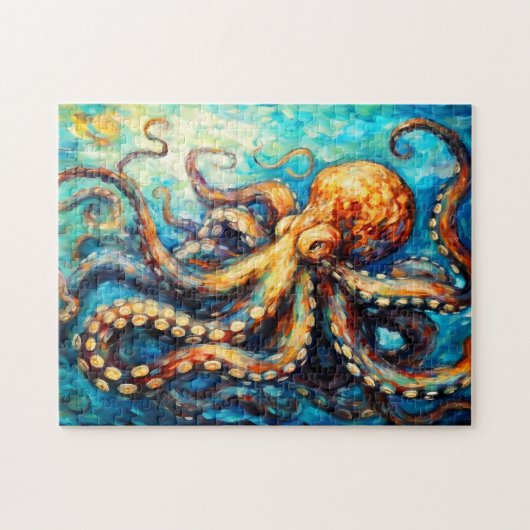 Octopus in Swirling Ocean Oil Painting Legpuzzel (Horizontaal)