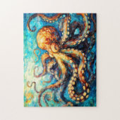 Octopus in Swirling Ocean Oil Painting Legpuzzel (Verticaal)